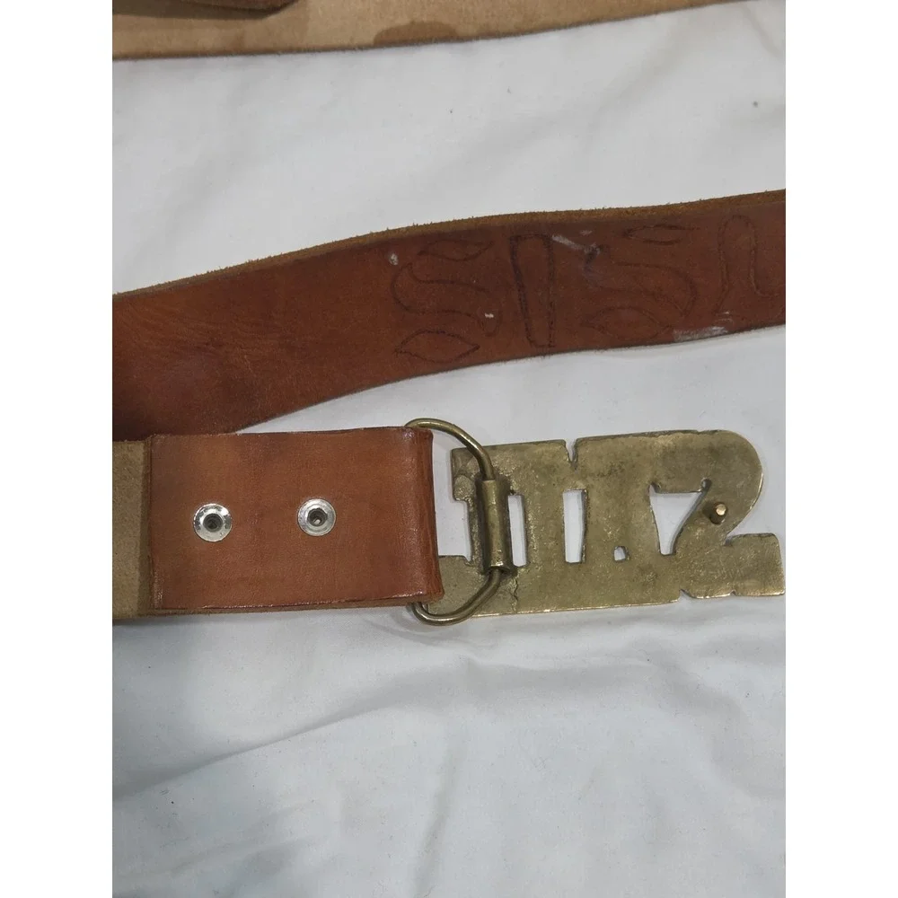 SAIL Brass Belt‎ Buckle w/ SISU Leather Belt 38